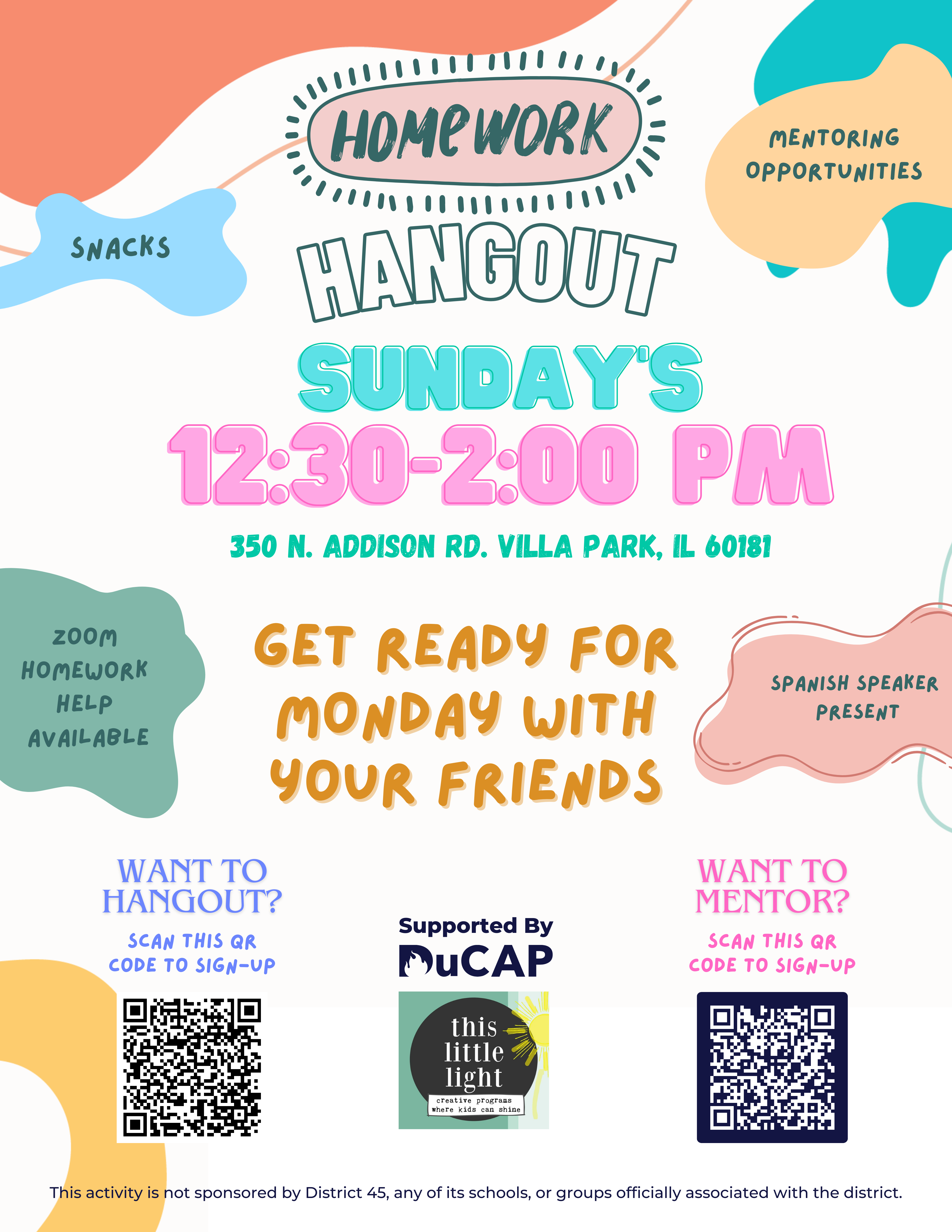 Homework Hangout Flyer in English